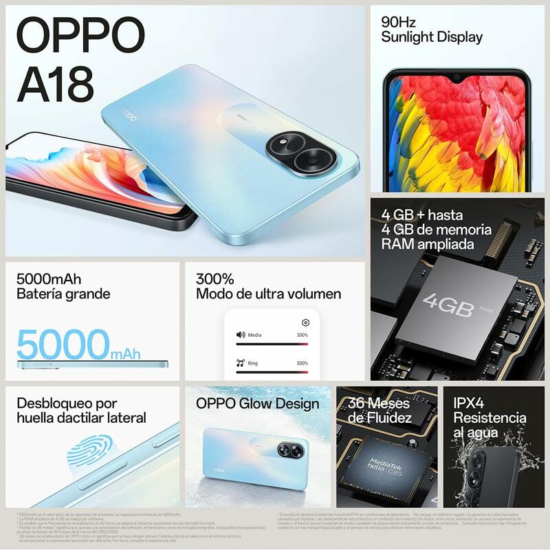 Smartphone Oppo A18 Negro