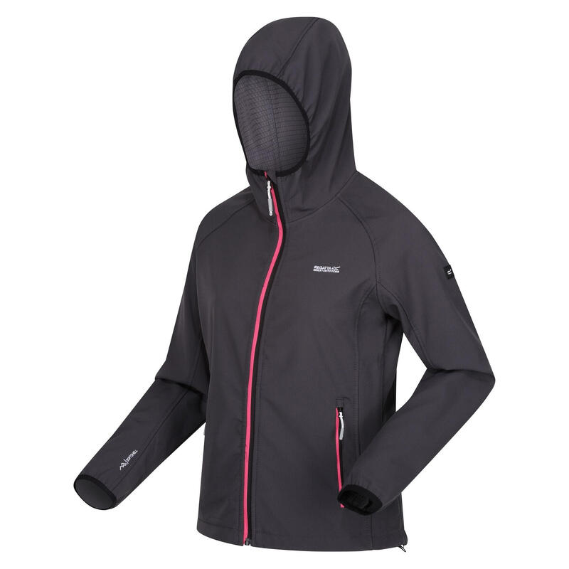 Chaqueta Softshell para Mujer Gris Seal, Rosa Flamenco