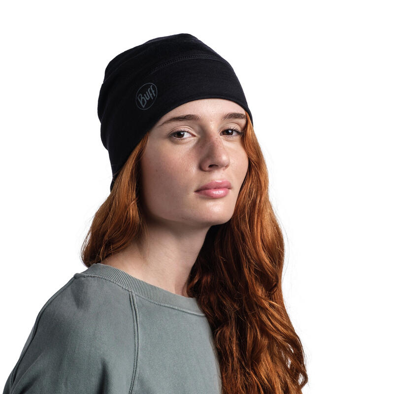 Uniszex sapkák, Buff Merino Lightweight Beanie, fekete