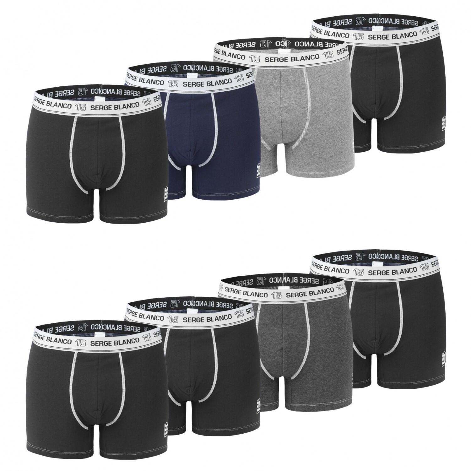 Serge Blanco - Lot De 8 Boxers Homme En Coton - Caleçon - Multicolore - 44 L - Decathlon