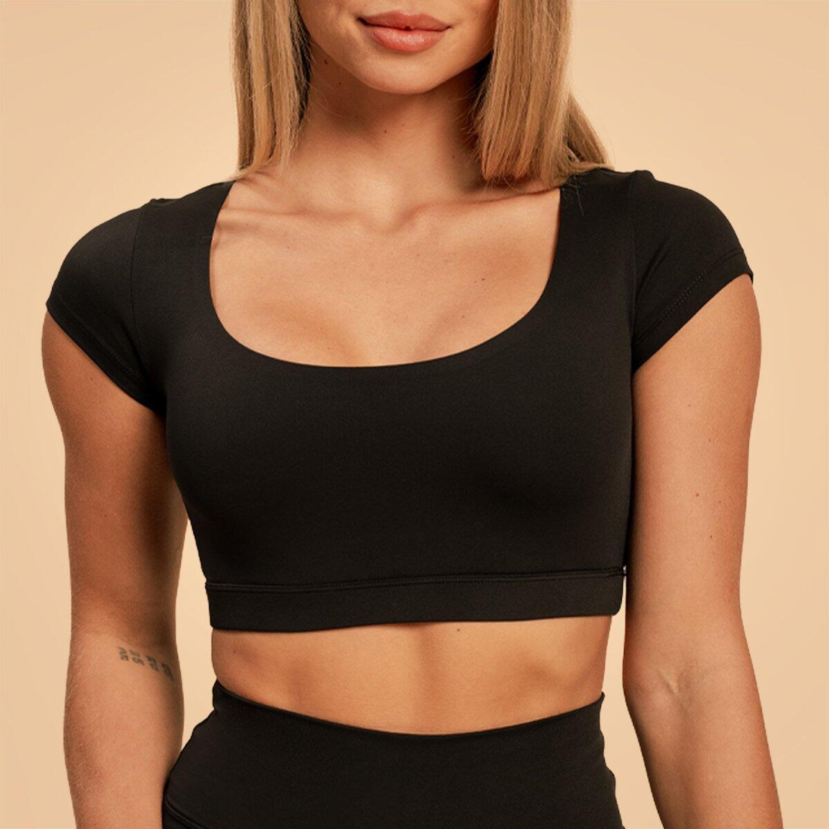Donna palestra t-shirt maniche corte nera Sense 2/6