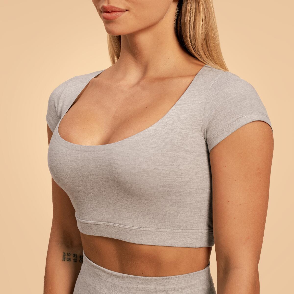 Donna palestra t-shirt maniche corte grigia Sense 2/6