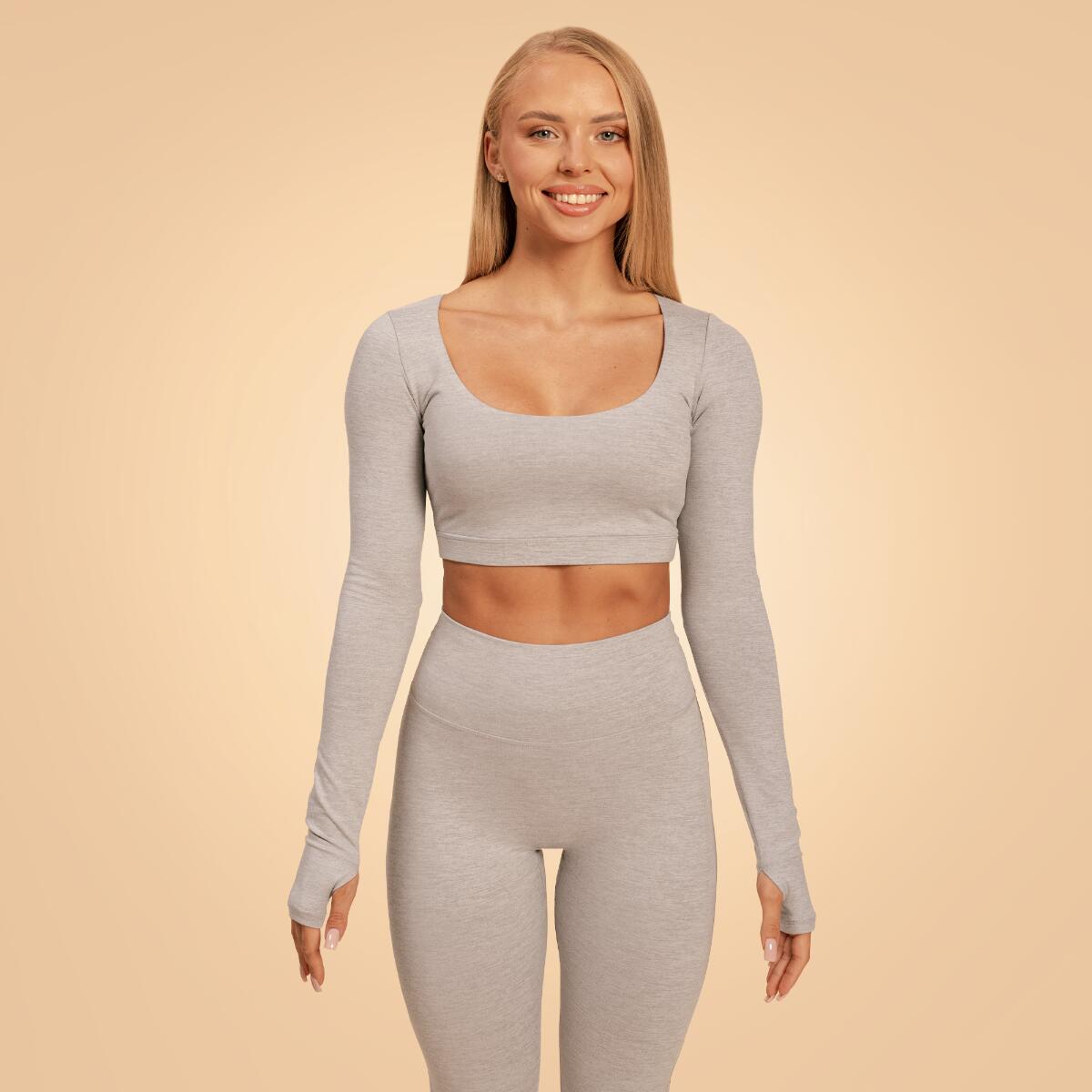 Donna palestra top sportivo maniche lunghe grigio Sense 2/6