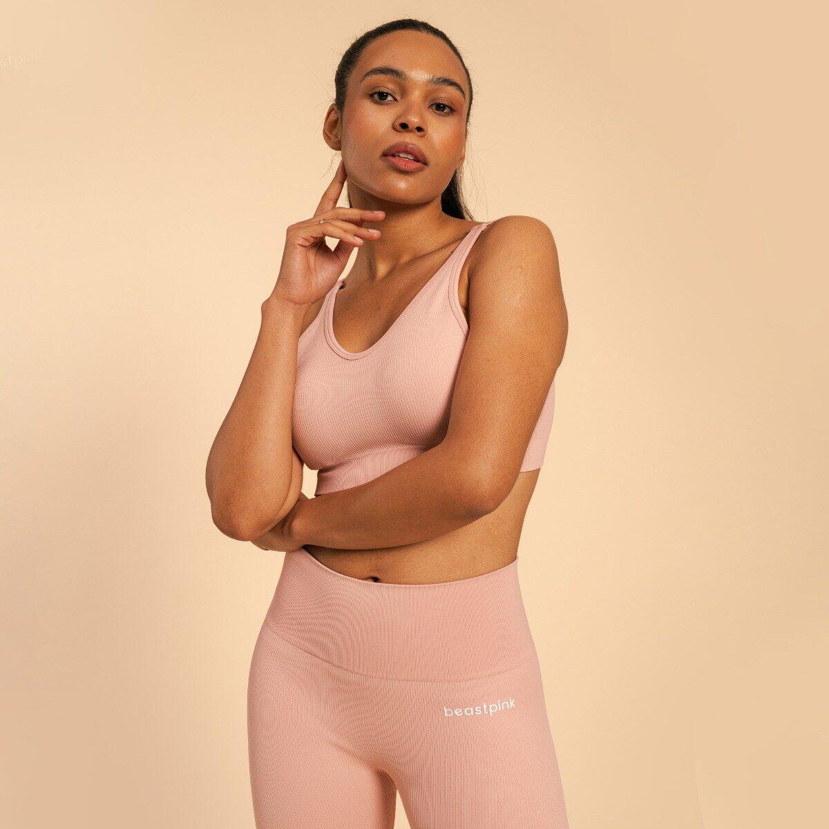 Donna fitness reggiseno sportivo senza cuciture Pink Hyper 3/7