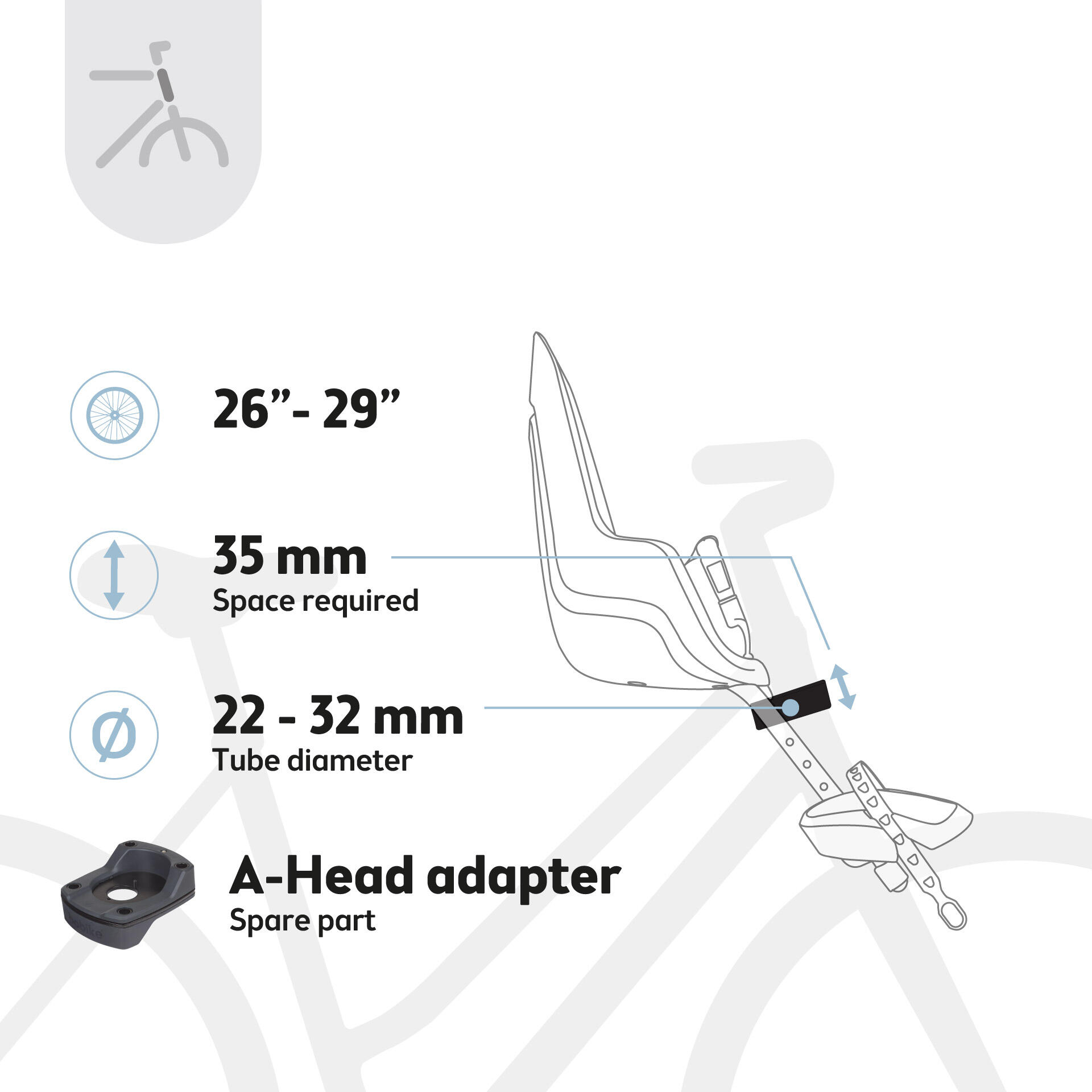 Siège Jeune Enfant Vélo Frontale GO Noir Urbain 5/8