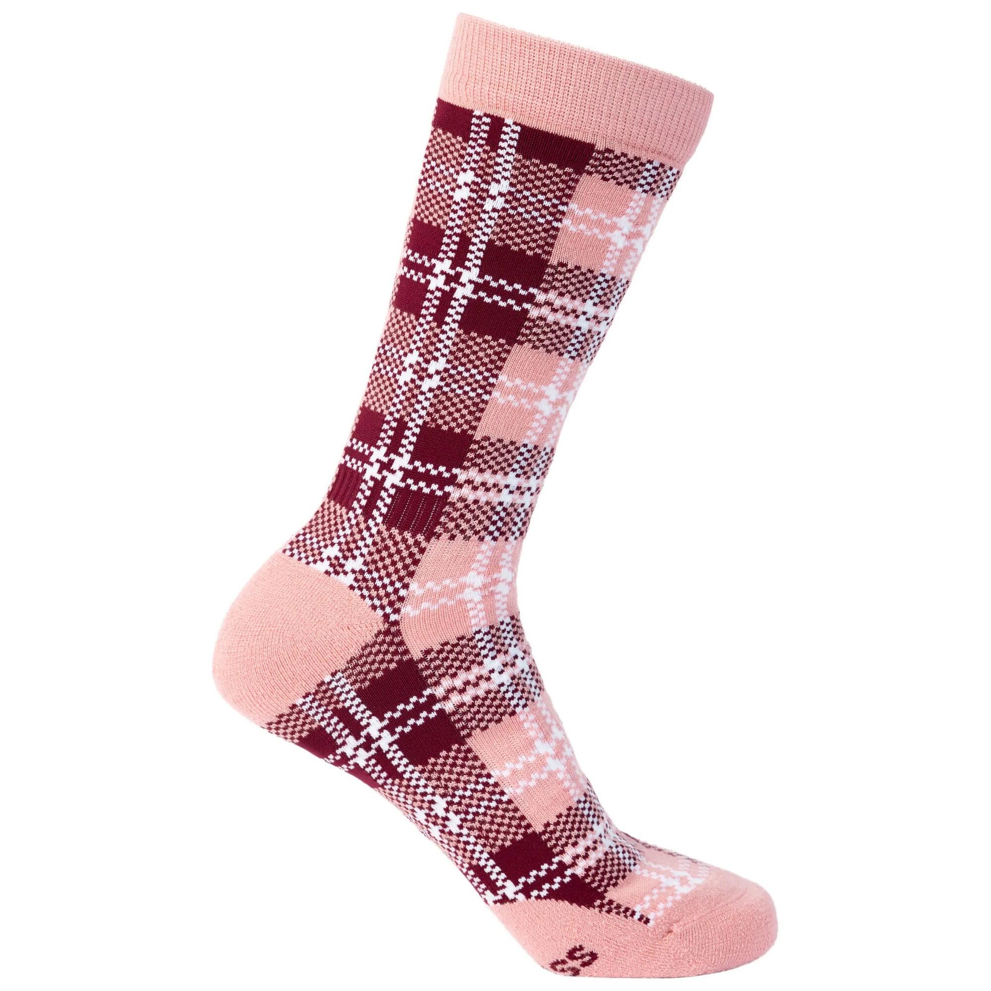 TRESPASS Unisex Adult Fergus Checked Socks (Dark Cherry)