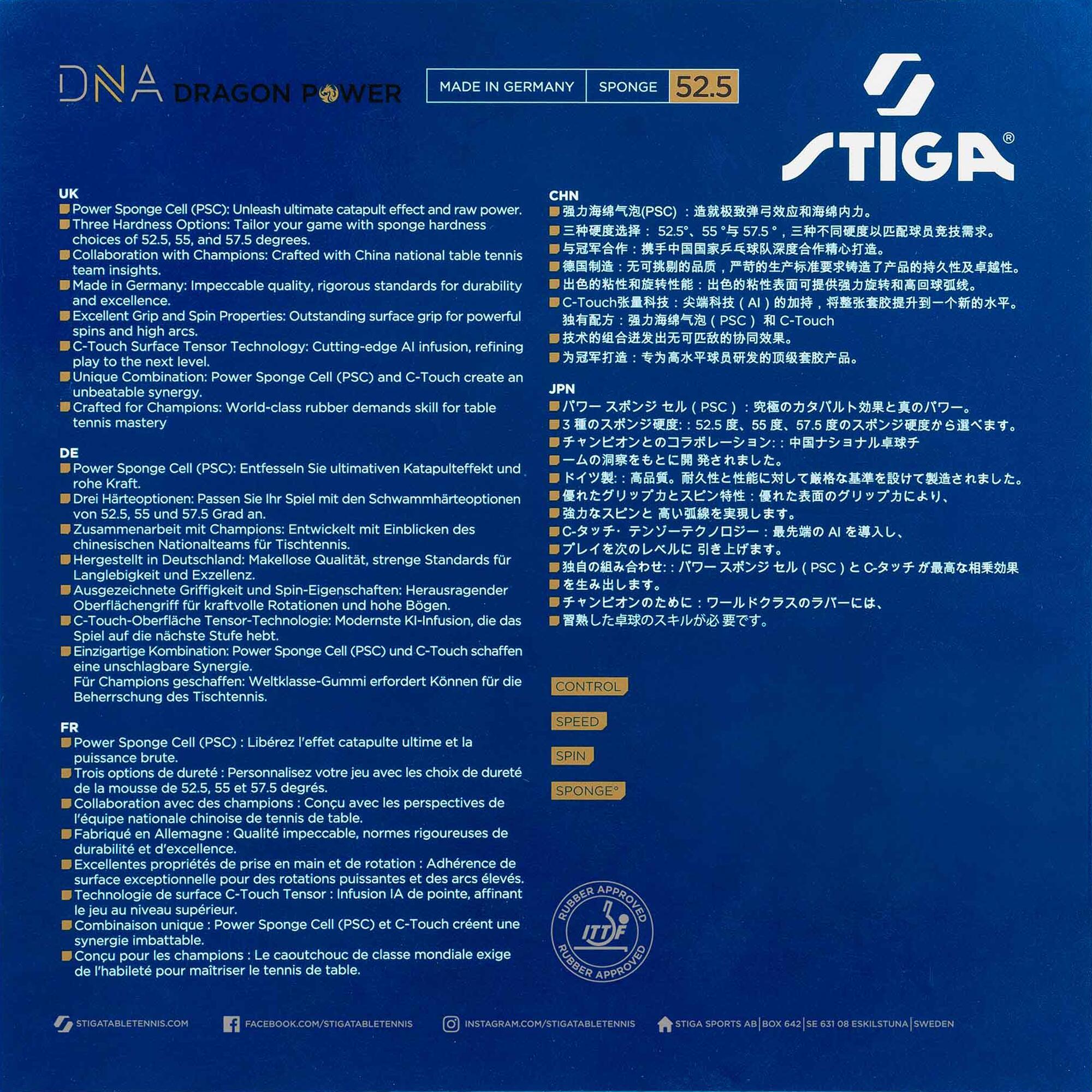 REVÊTEMENT RAQUETTE DE TENNIS DE TABLE DNA Dragon Power 52.5 2.15 mm 4/5