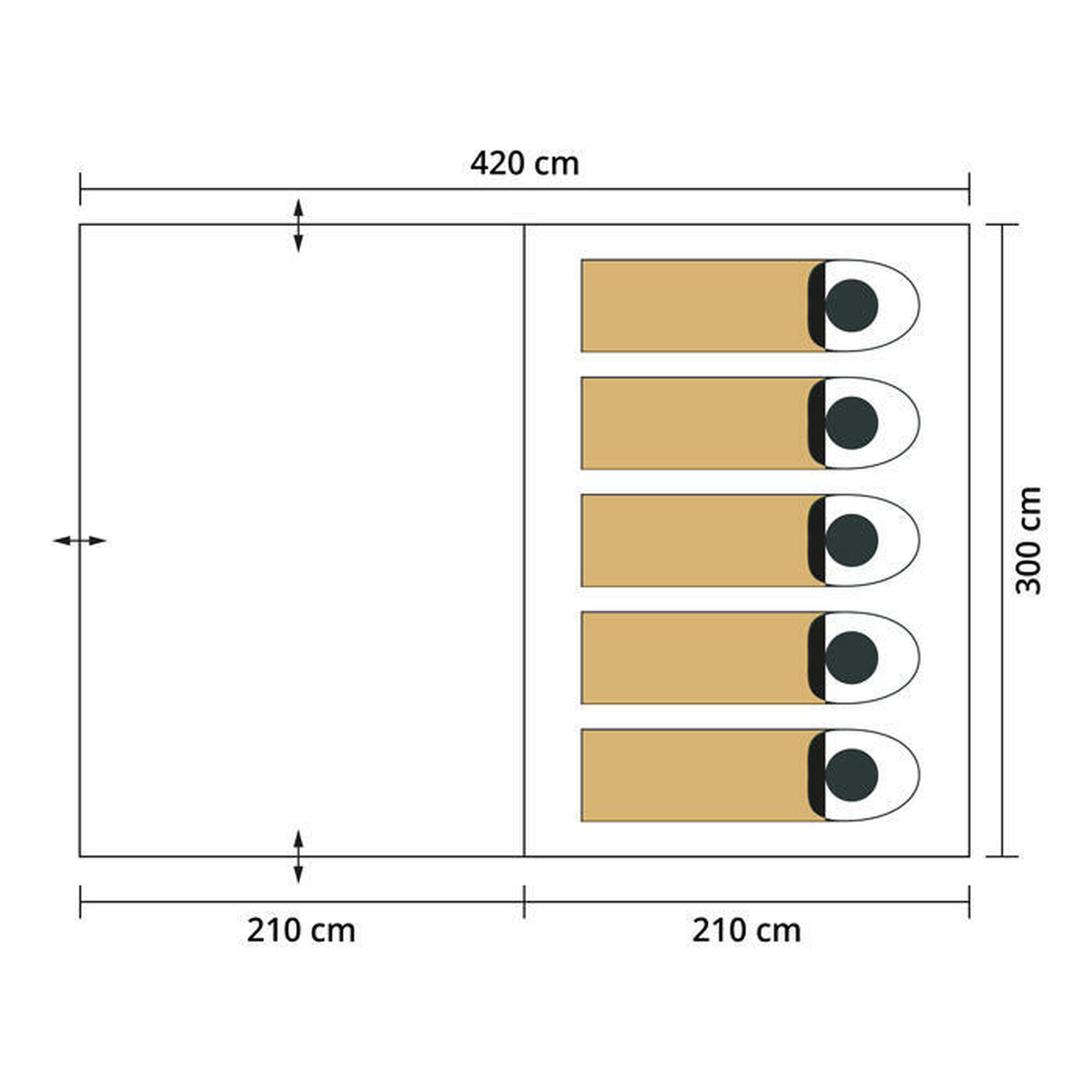 Namiot kempingowy rodzinny Tonsberg 5 Protect, 5-osobowy, odpinany tropik