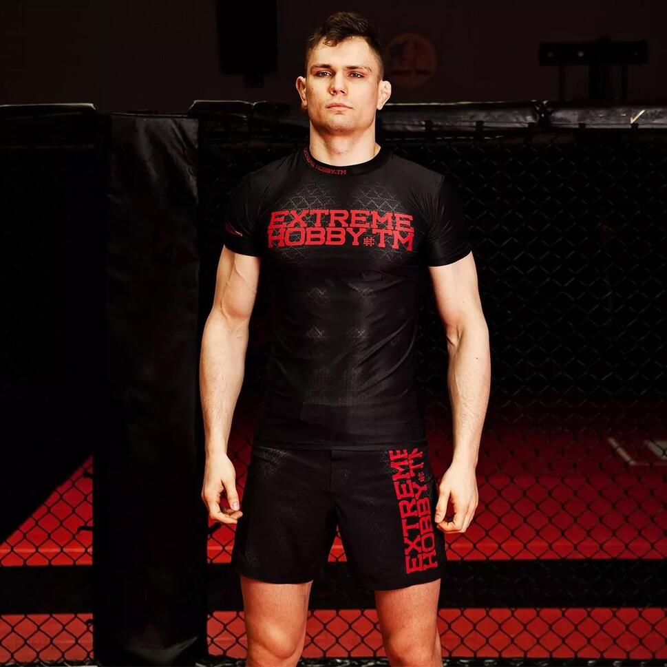 Koszulka Męska na siłownię rashguard MMA EXTREME HOBBY BLACK ARMOUR