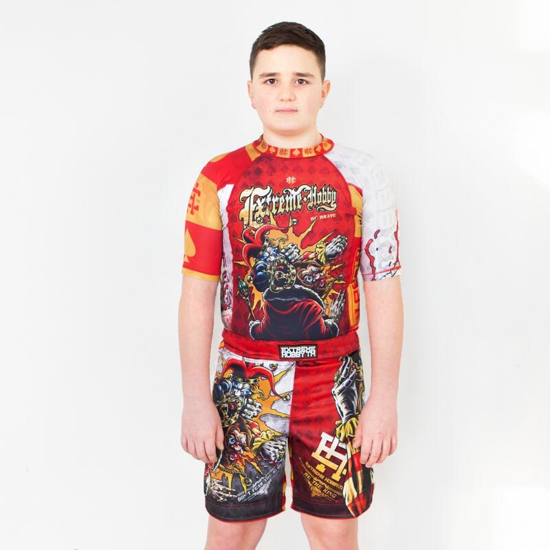 Rashguard dla dzieci do MMA z krótkim rękawem EXTREME HOBBY KILLER CARDS 2