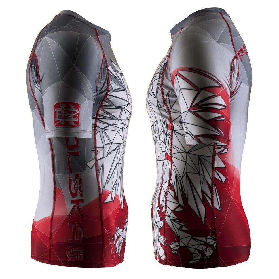 Koszulka Męska na siłownię rashguard MMA EXTREME HOBBY POLSKA grey-red