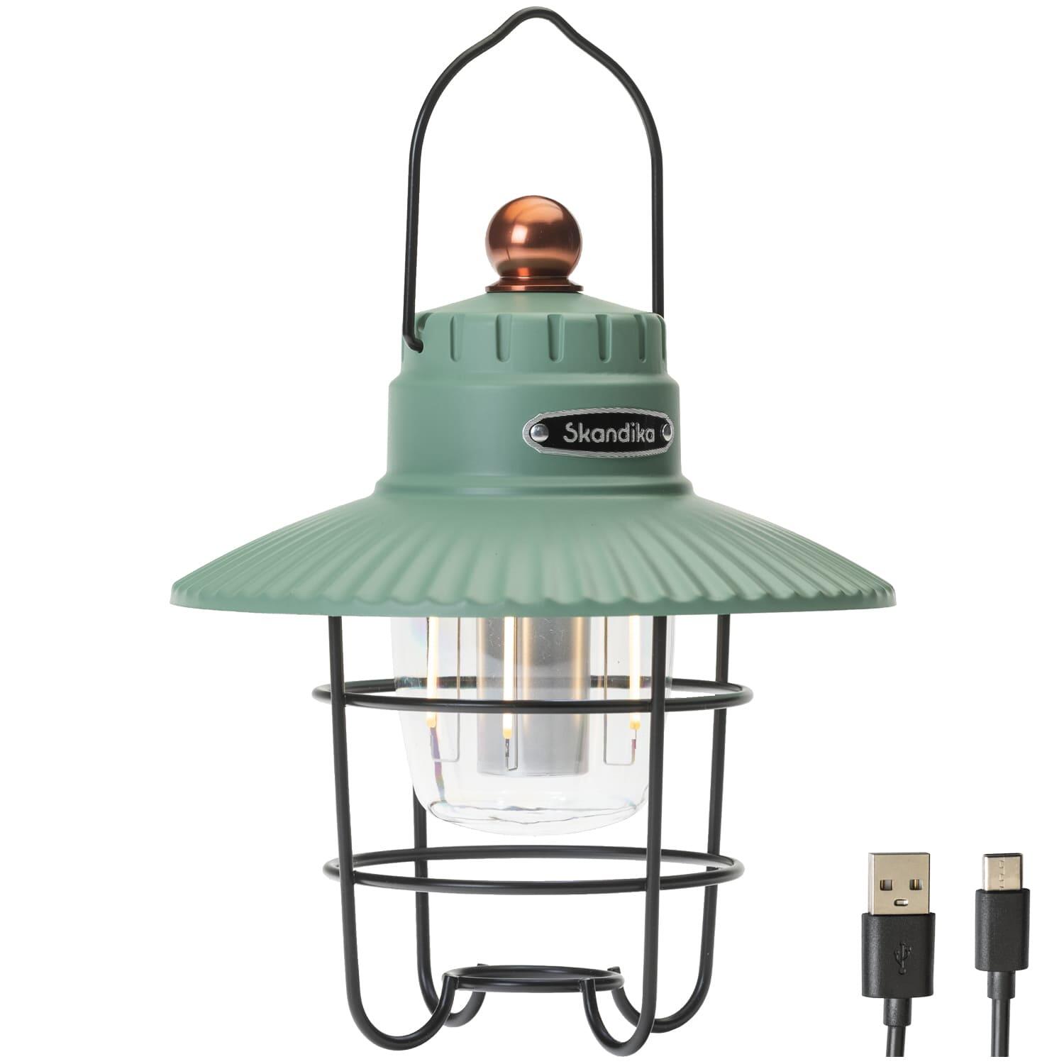 Skandika - Lampe Lanterne De Camping Led Soroya - Rechargeable Usb - Rétro - 500 Lumens - Lampe - Vert - Taille Unique - Decathlon