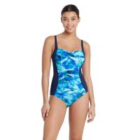 Zoggs Aqua Digital Ruched Front Swimsuit 1/6