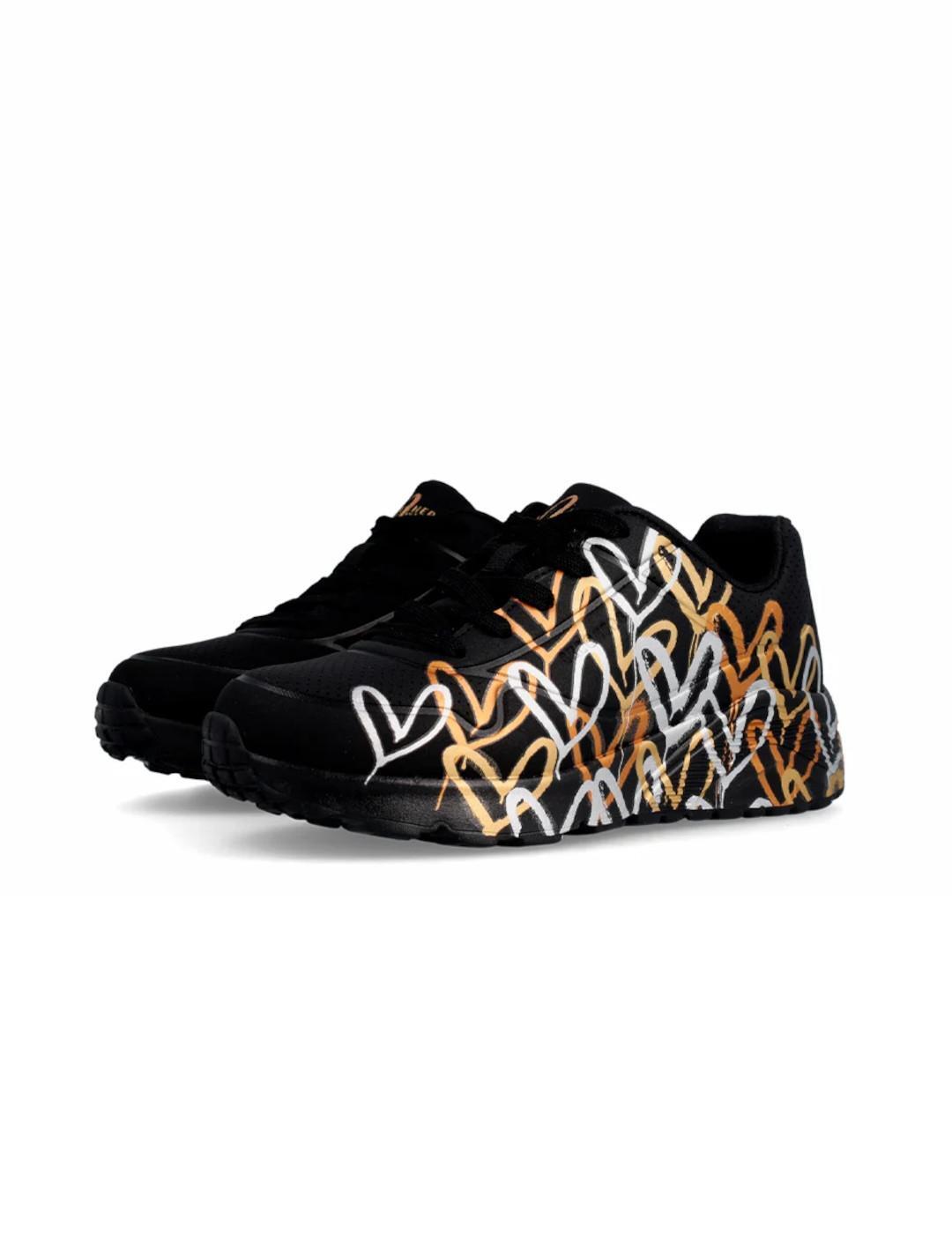 Tênis para criança Skechers uno lite metallic love jgoldcrown Multicolor 2/5