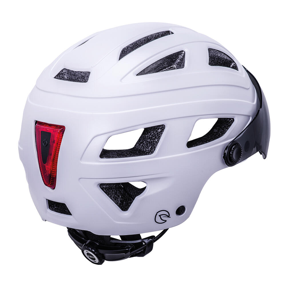 Casque Urbain Kali Protectives Cruz Plus – Noir Mat, 55-58 Cm – Lumière LED Arrière, Visière Intégrée, U-Lock, Poids 358g