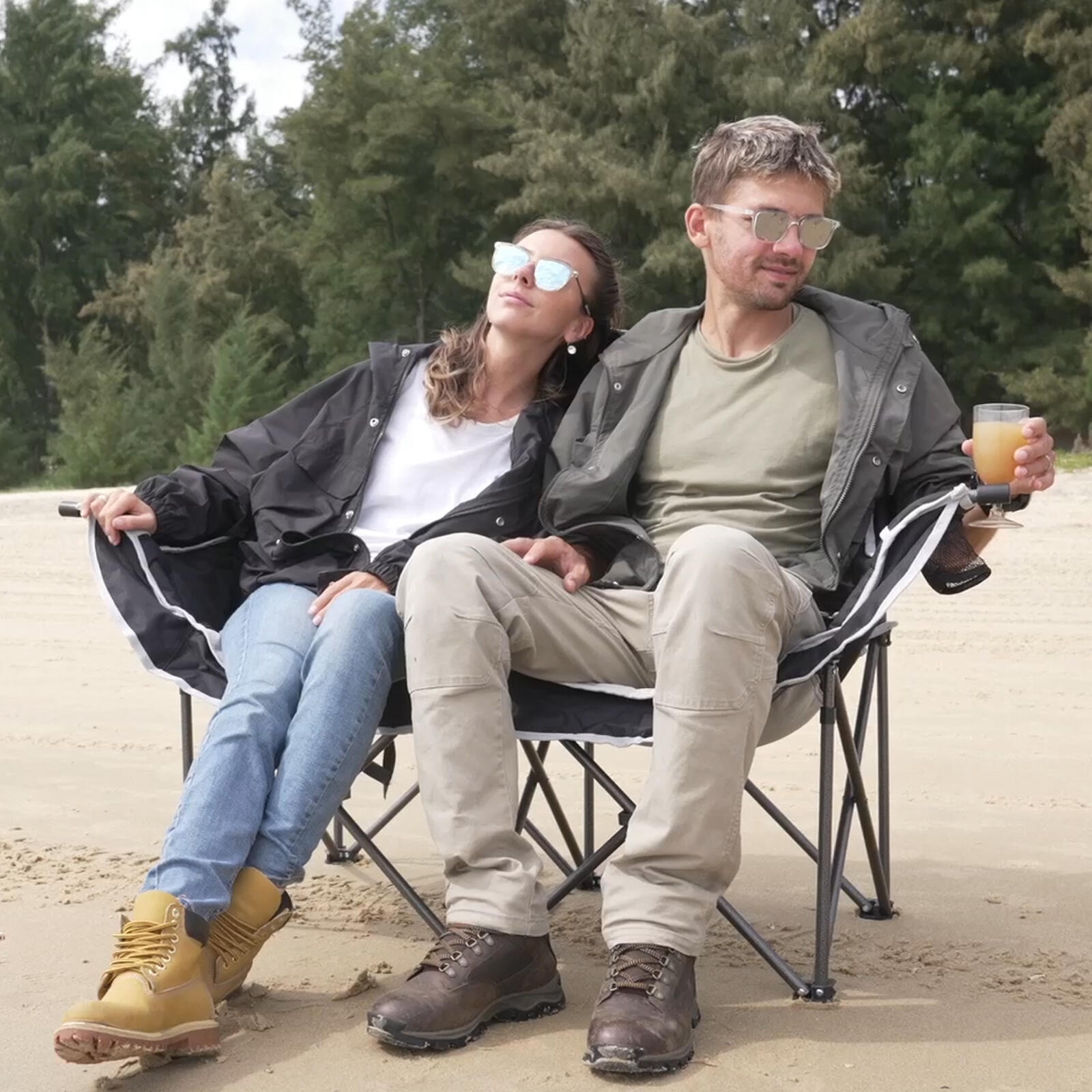 Canapé de camping Duo Deluxe Double Lounge 2 personnes Chaise pliante 4/7