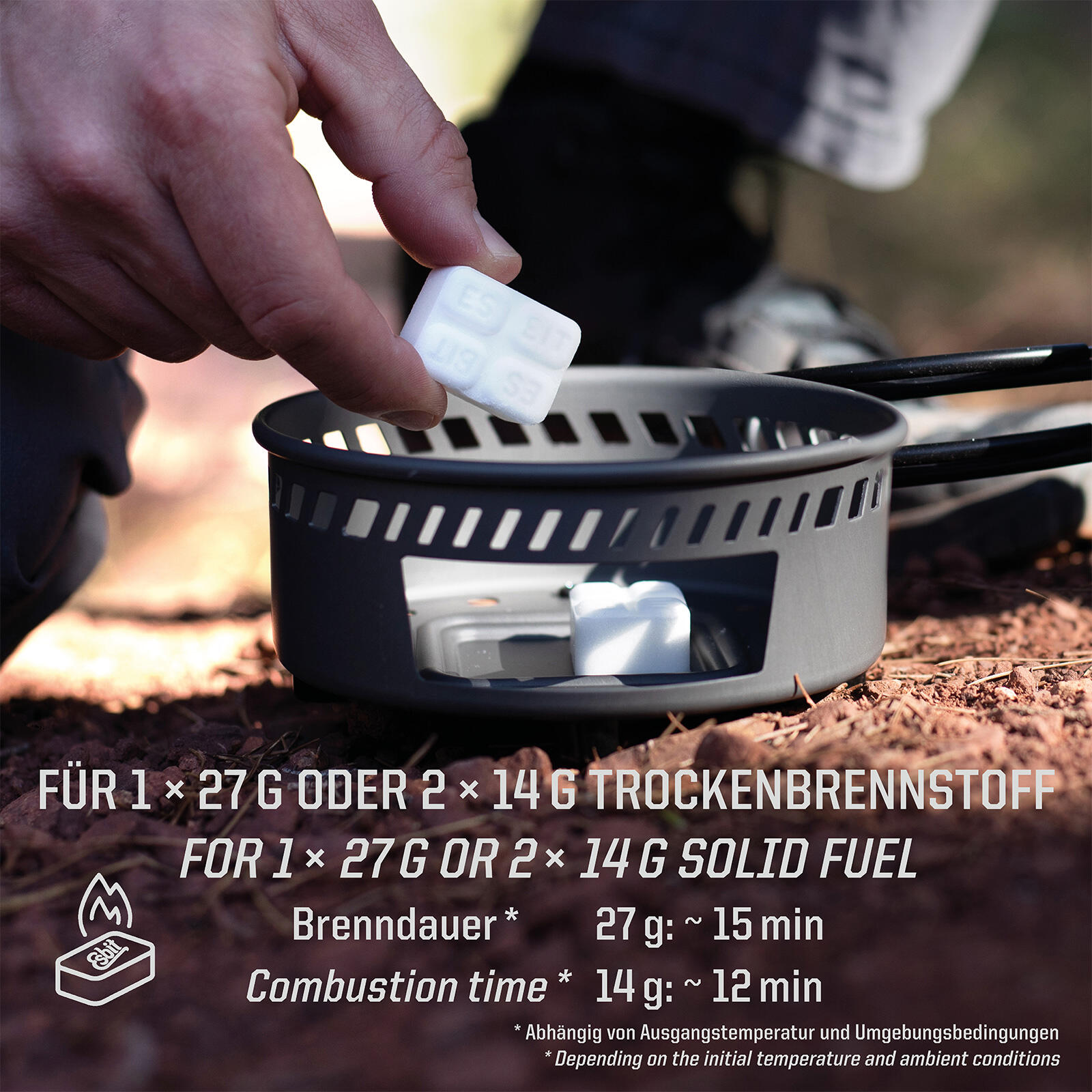 Set de cuisson à combustible sec 1 L Réchaud camping Outdoor Casserole Alu 5/7