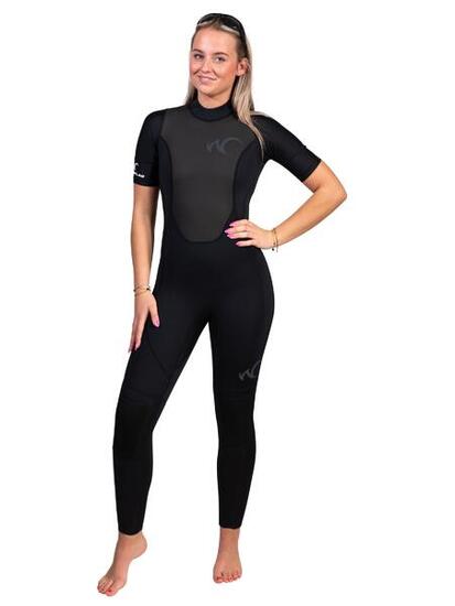 Sapporo Femme Noir Manches Courtes-Combinaison 3 mm-Néoprène Limestone Supérier