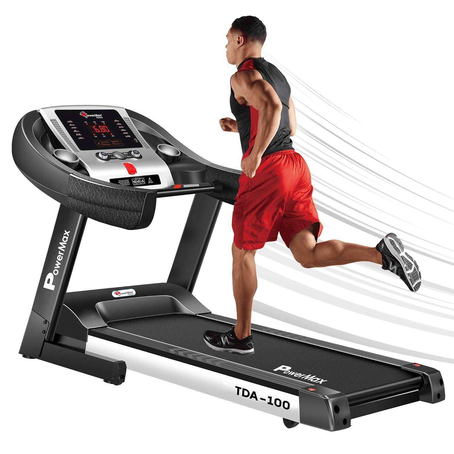 PowerMax Fitness TDA-100 (4HP Peak) Motorised Treadmill for Home Use_PIPE_Max User Wt. 110KG _PIPE_15 Level Auto-Incline_PIPE_ T -  1