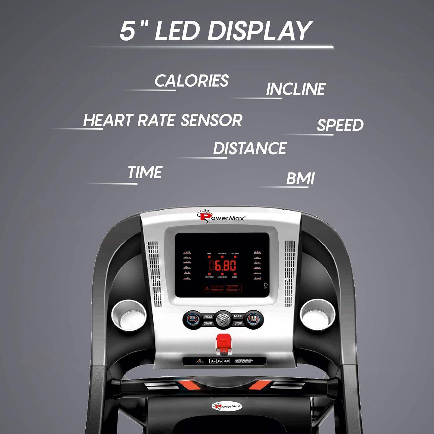 PowerMax Fitness TDA-100 (4HP Peak) Motorised Treadmill for Home Use_PIPE_Max User Wt. 110KG _PIPE_15 Level Auto-Incline_PIPE_ T -  2