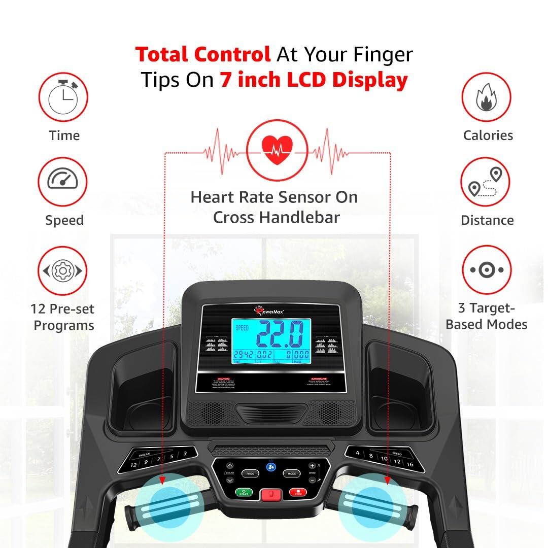 PowerMax Fitness TDA-330 Series 3.0HP DC Motorised Electric Treadmill【Auto Incline _PIPE_ Easy Lubrication _PIPE_ BMI 】Running M