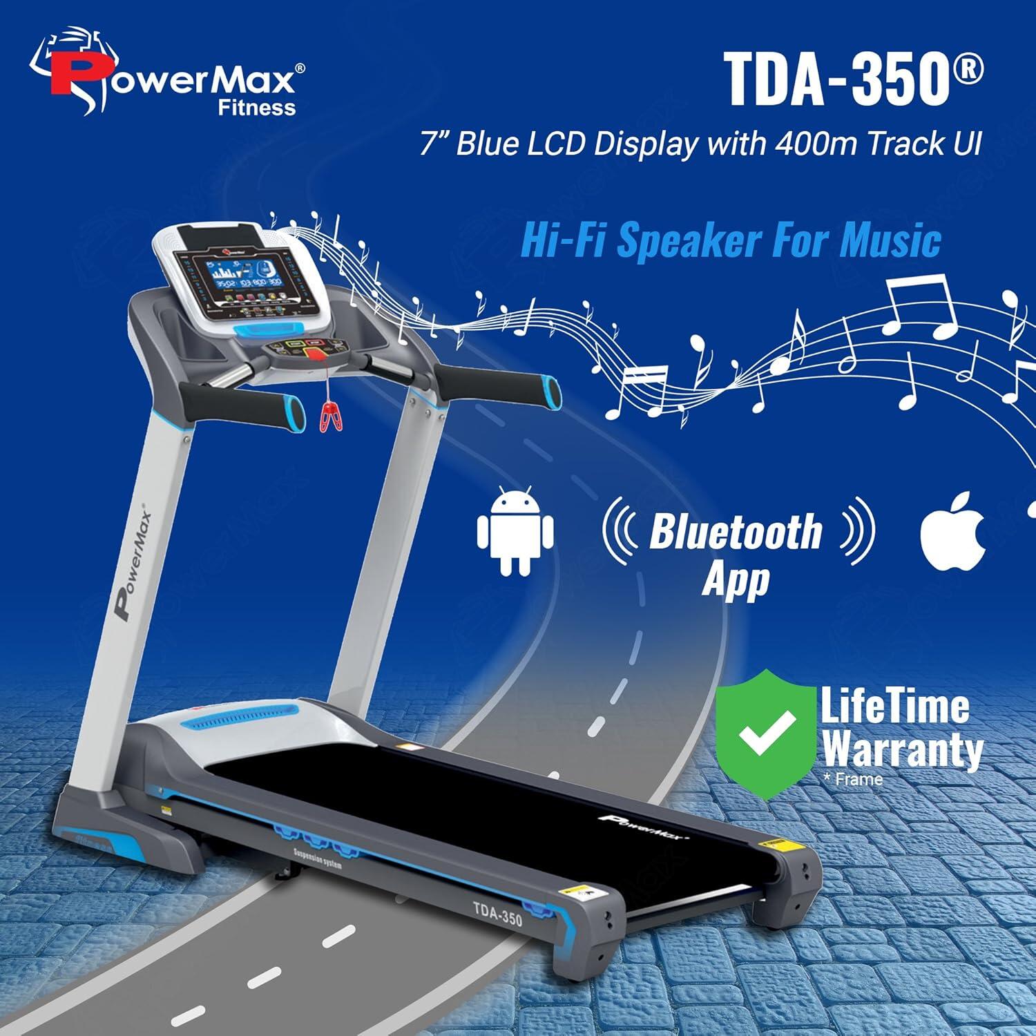 PowerMax Fitness TDA 350 6HP Peak Treadmill for Home Use 12 Pre Set Max Pro Workout