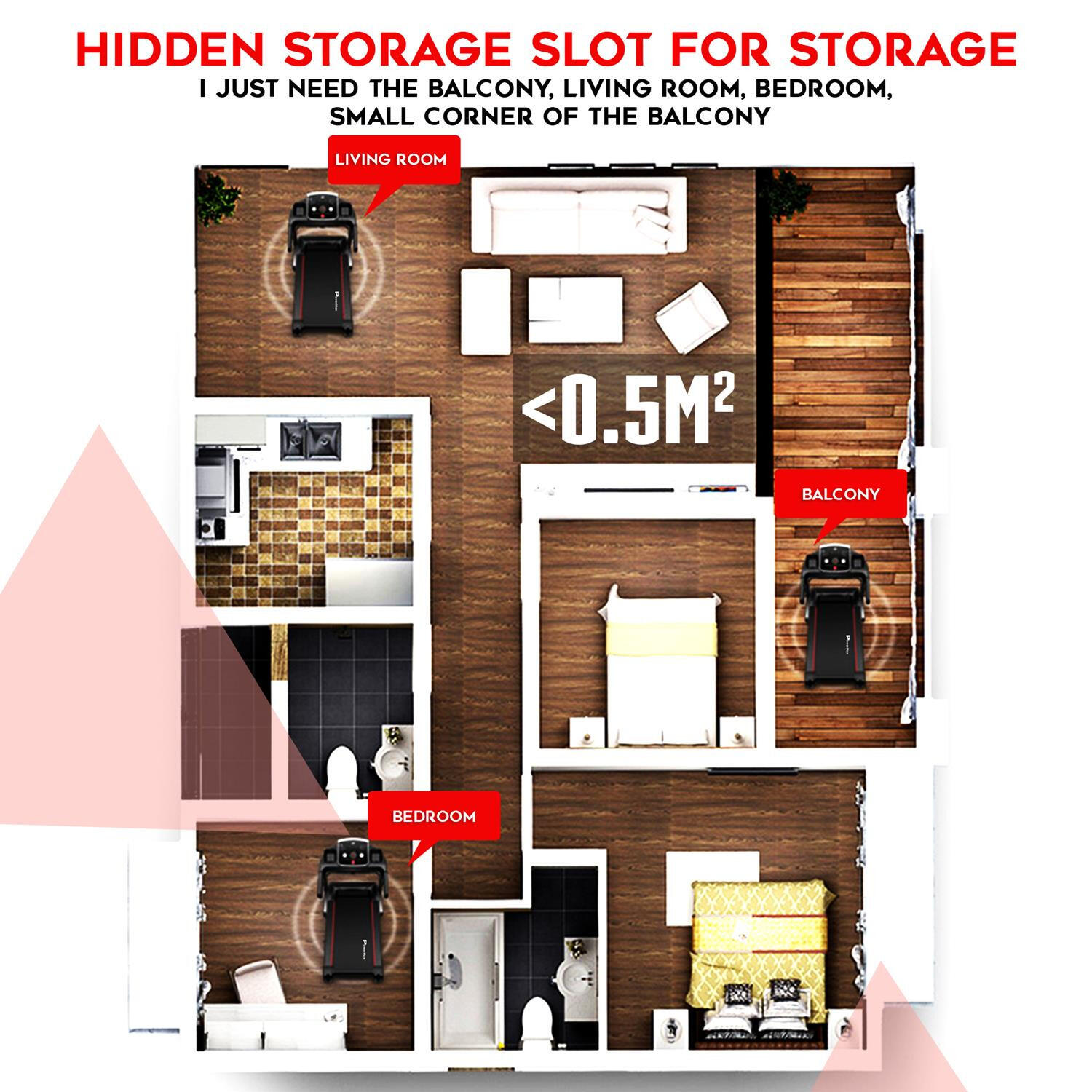 PowerMax Fitness TDM-101 4HP Peak Motorized Treadmill Max User Weight:100kg Foldable With 12km/hr Speed Levels, LED Display, 12