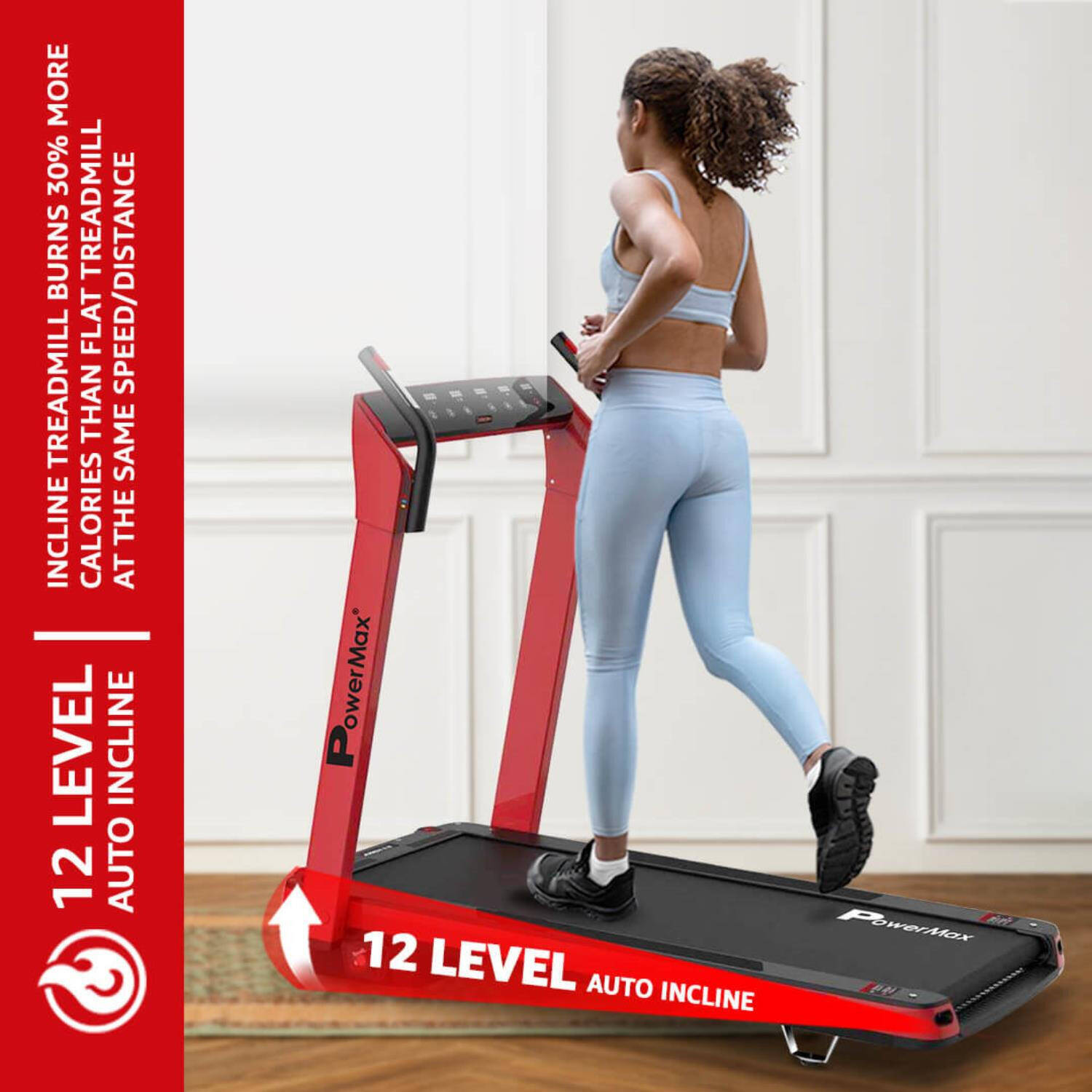 PowerMax Fitness UrbanTrek TD-A3 (5.0HP Peak) Motorized Foldable Treadmill for Home use | Auto Incline Treadmill | 135° Edge Display | Max User 120kg | Top speed 14kmph | Pulse Sensor Exercise Machine -  5