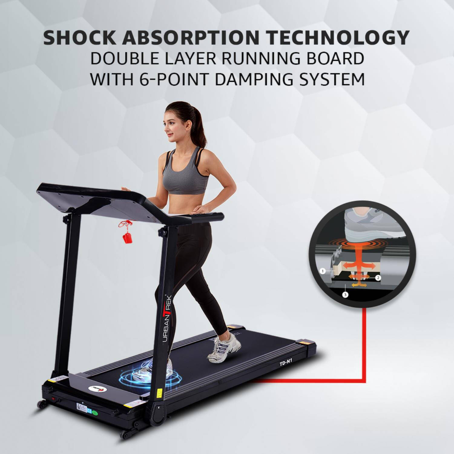 PowerMax Fitness TD-N1 (4HP Peak) Motorised Foldable Treadmill for Home Use, Speed:12kmph, Max User Weight:100kg, 12 Workout Programs, HR Sensor Cardio Exercise Equipment, Inbuilt Bluetooth Speaker -  5