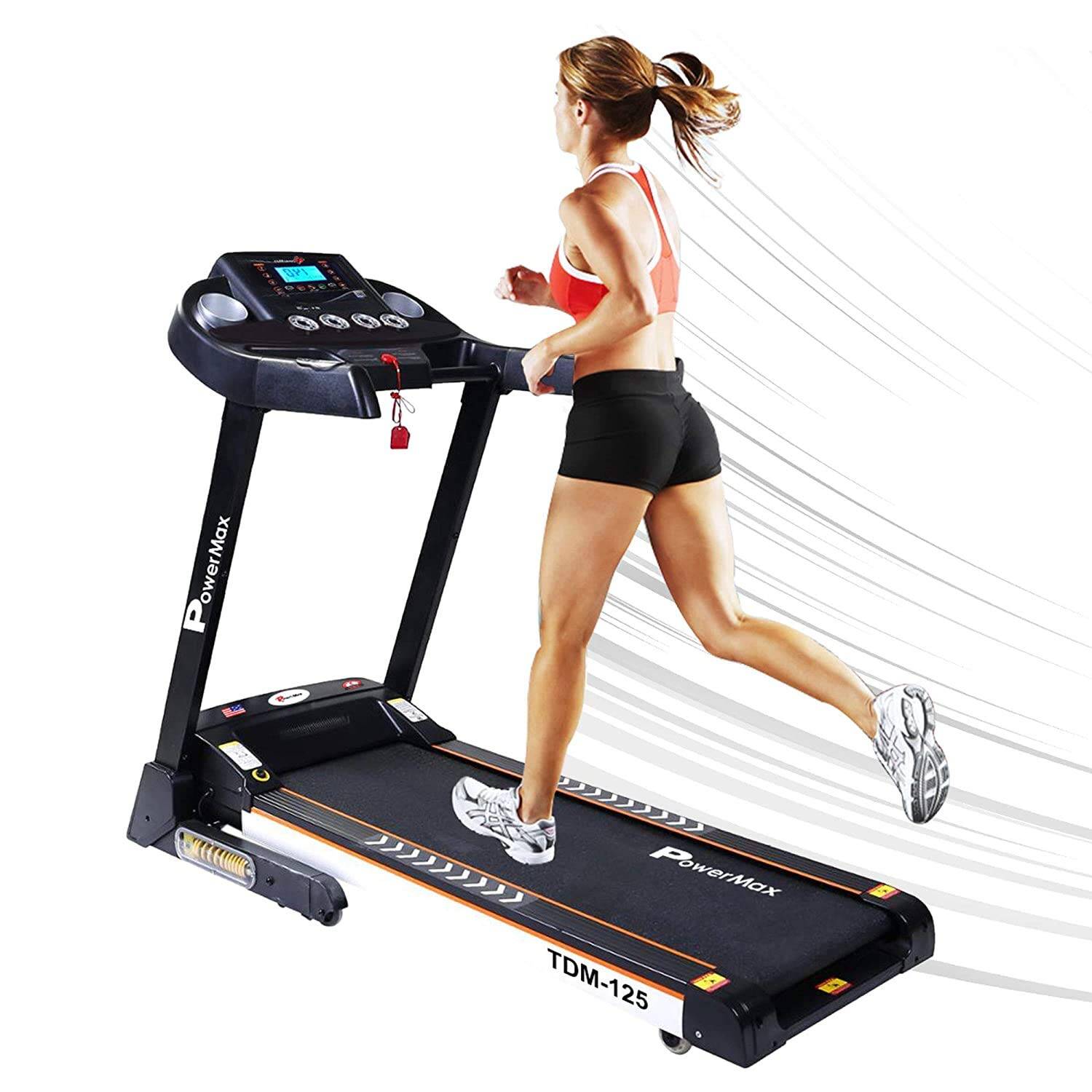 PowerMax Fitness TDA-125 SERIES (4.0HP Peak) Motorized Foldable, Electric Treadmill?LCD Display | BMI | Spring Resistance?Running Machine for Max Pro-Workout by Walk, Run & Jog at Home