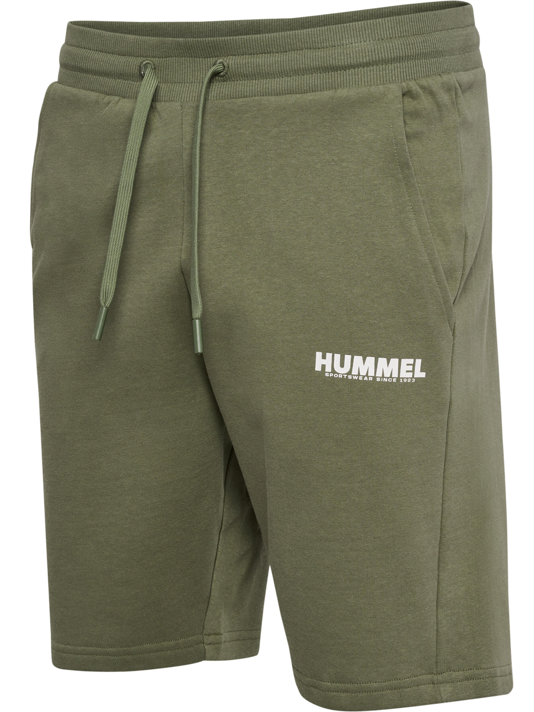 Ougelebo Korte broek voor heren, katoen, elastische taille met trekkoord, wit, S