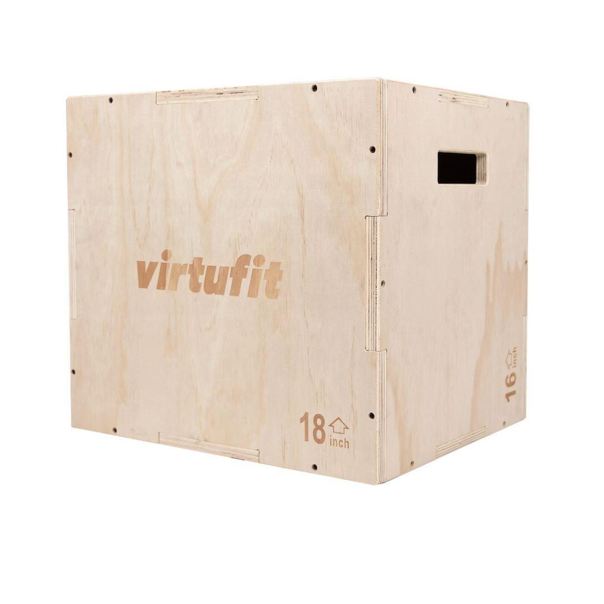 Virtufit - Boîte Plyo En Bois 3-en-1 - Petit - 40 X 45 X 50 Cm - Box Pliométrique - Marron - Taille Unique - Decathlon