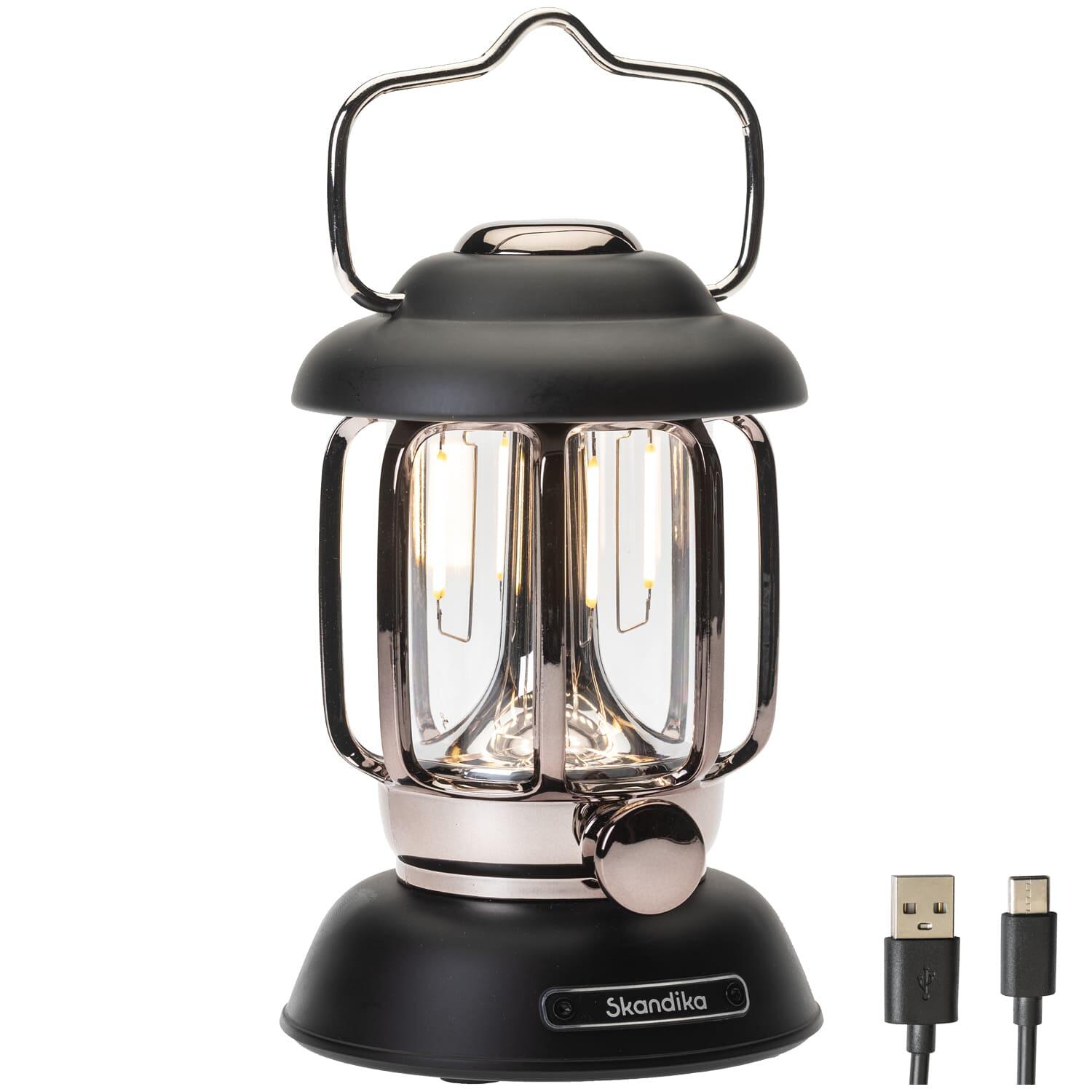 SKANDIKA LED kempingová lampa Forsol v retro stylu dobíjecí