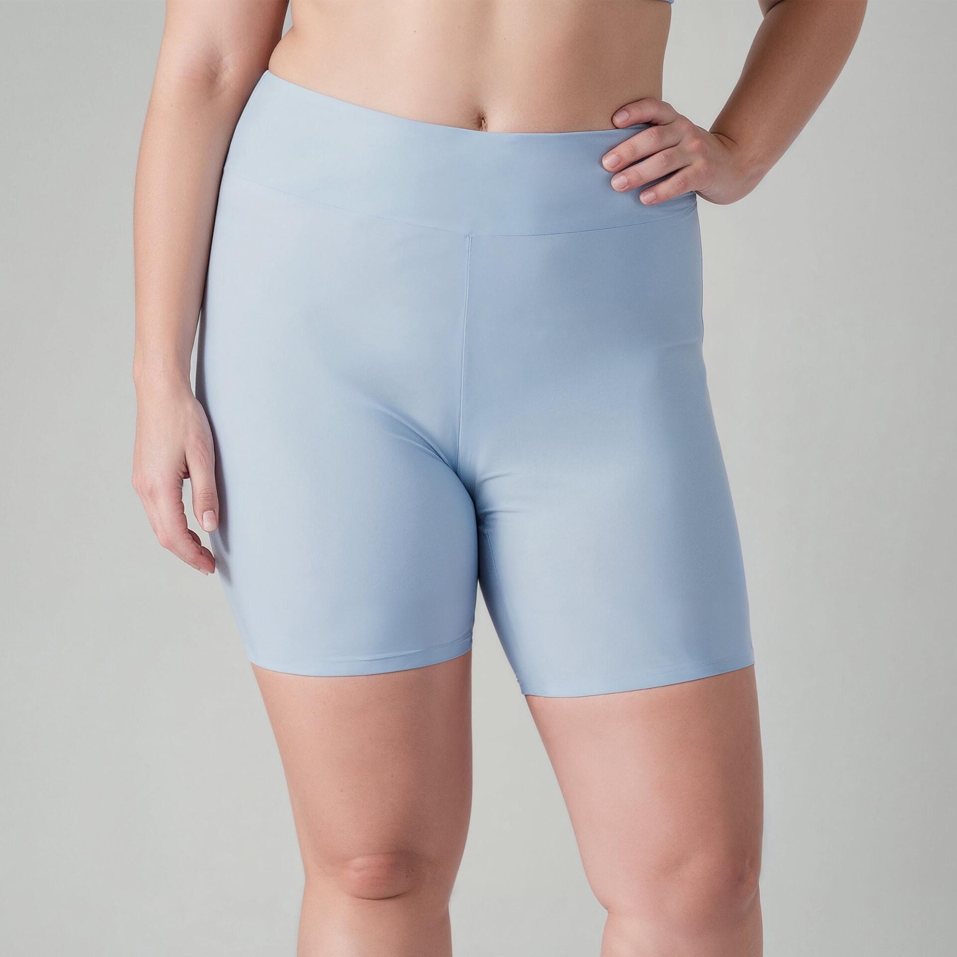 Women's High Waisted Mid-Thigh Swim Shorts Light Blue
