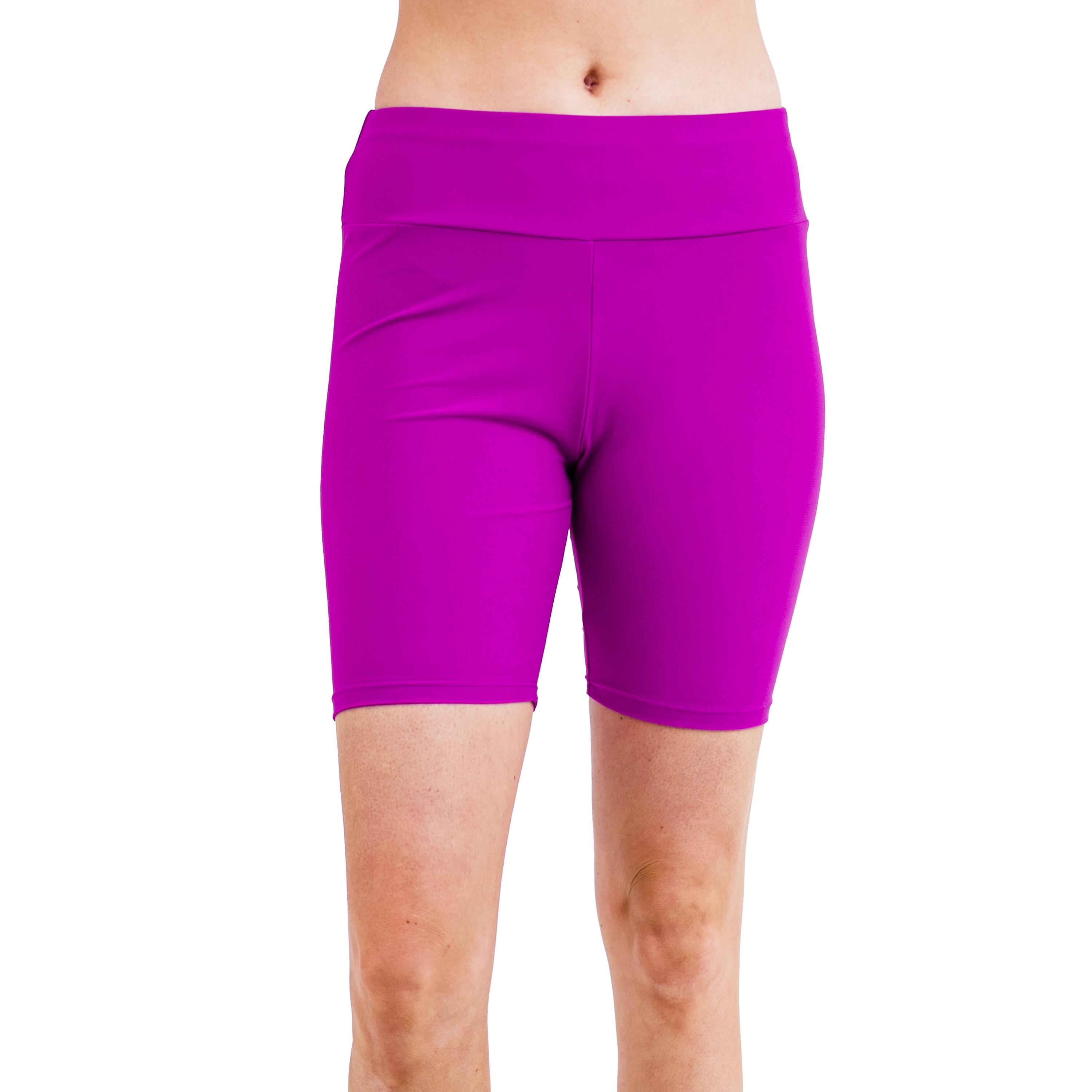 Women's High Waisted Mid-Thigh Swim Shorts - Dark Purple