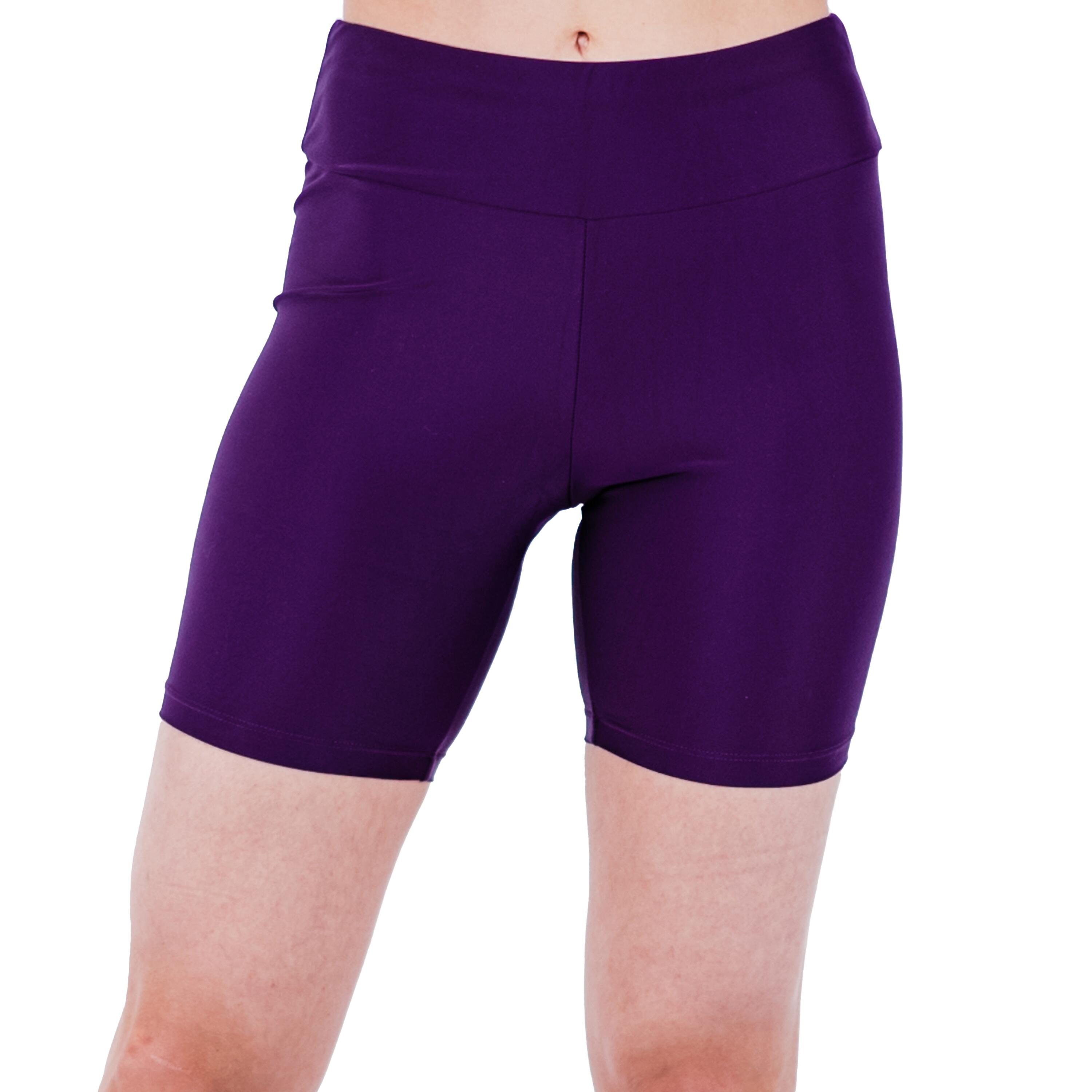 Women's High Waisted Mid-Thigh Swim Shorts - Eggplant