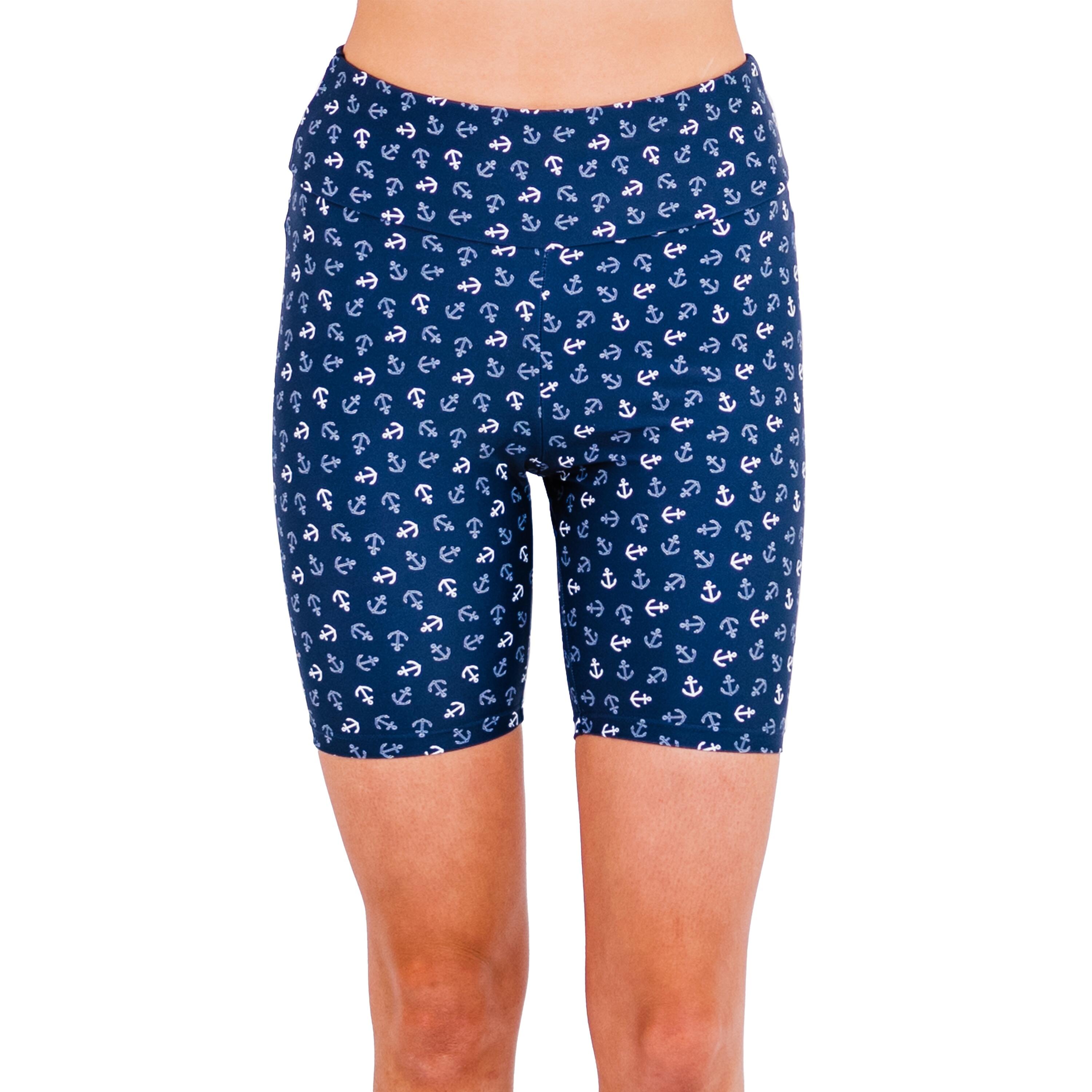 Women's High Waisted Mid-Thigh Swim Shorts - Asphalt Blue