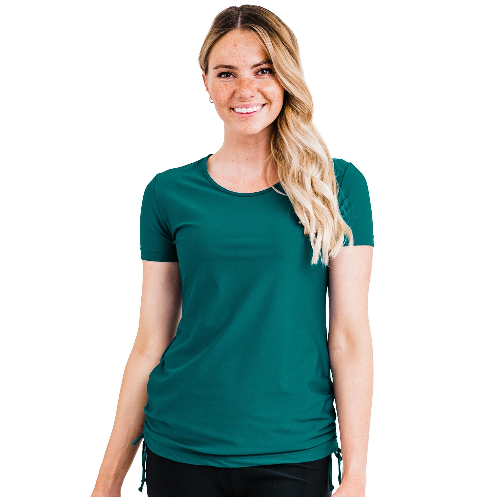 Women's UPF 50+ Short Sleeve Adele Swim Top - Dark Green