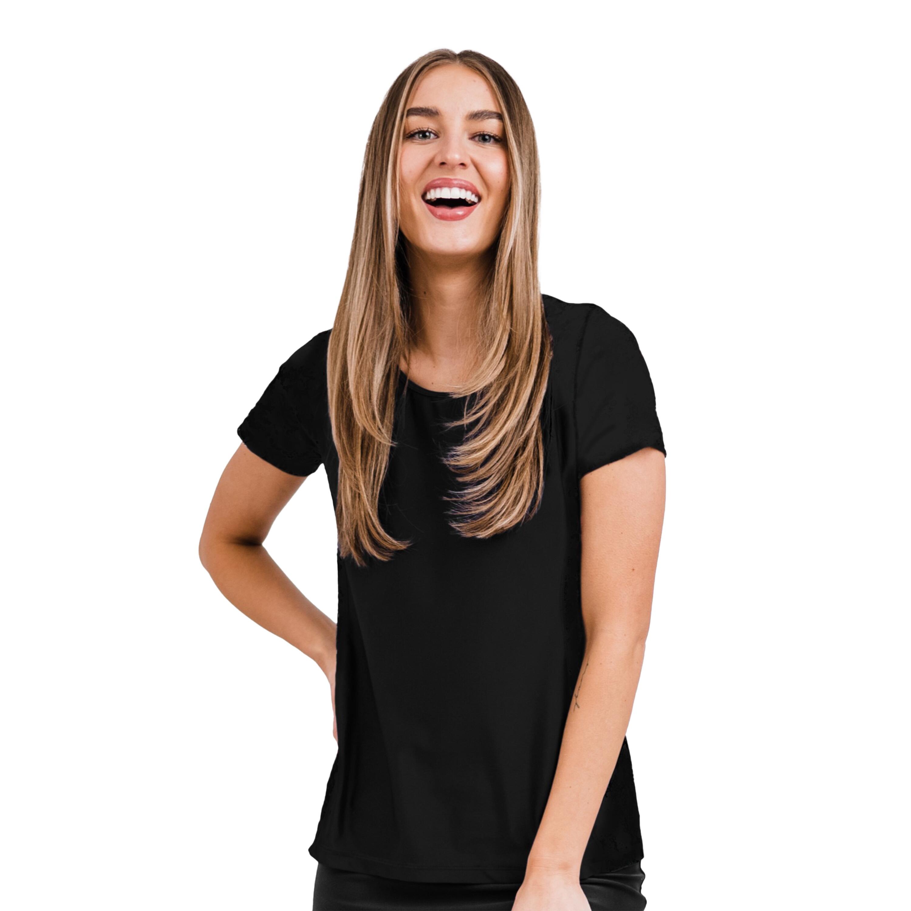 Women's Loose Fit Short Sleeve UPF 50+ Adele Swim Top - Black
