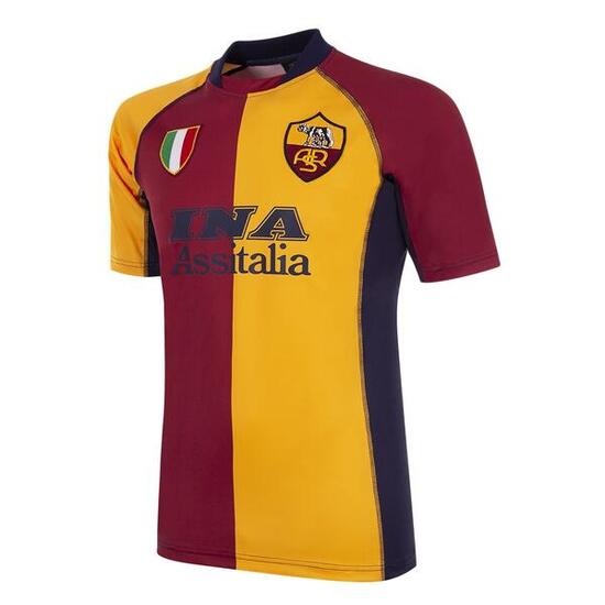 Camiseta de Fútbol Retro - Hombre - AS Roma 2001 - 02 - Rojo - Naranja