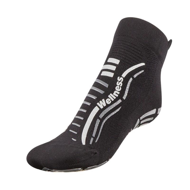 Chaussettes gym indoor wellness fitness antidérapante noir argent