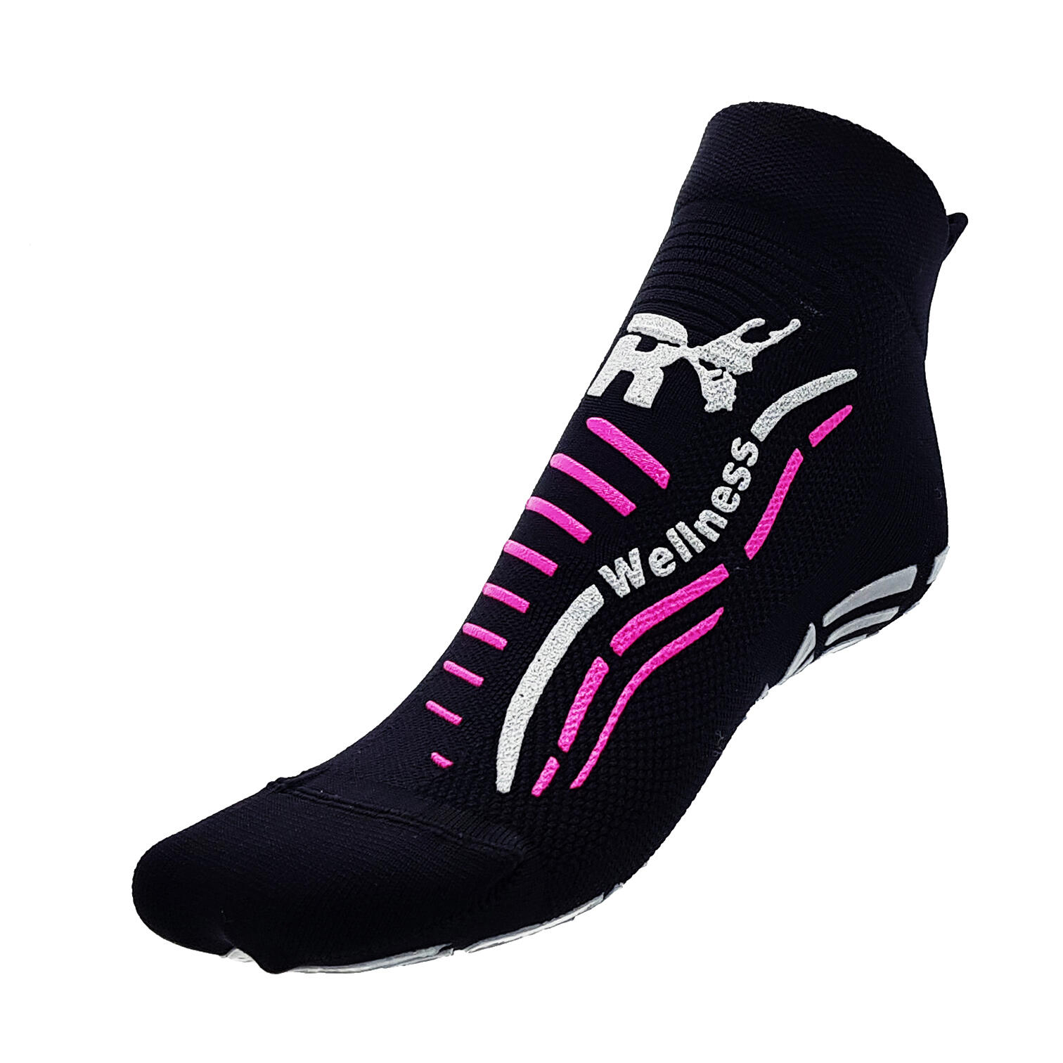 Socks gym wellness adult fitness non-slip black fucsia