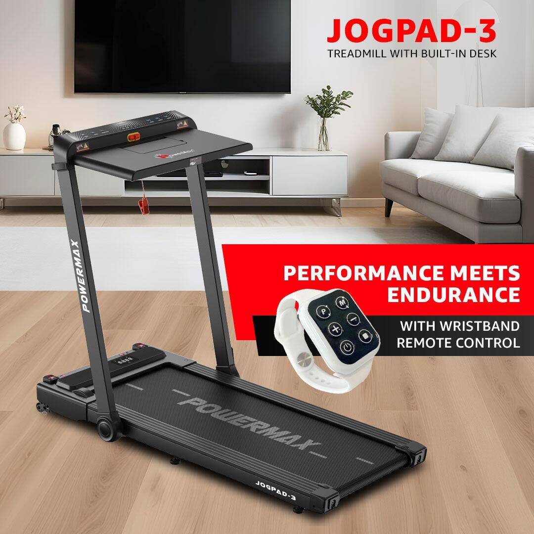PowerMax Fitness JogPad-3 (3HP) Motorised 2 in 1 Under Desk Treadmill for Home Workout _PIPE_ Walkingpad _PIPE_ Remote Control,  -  2