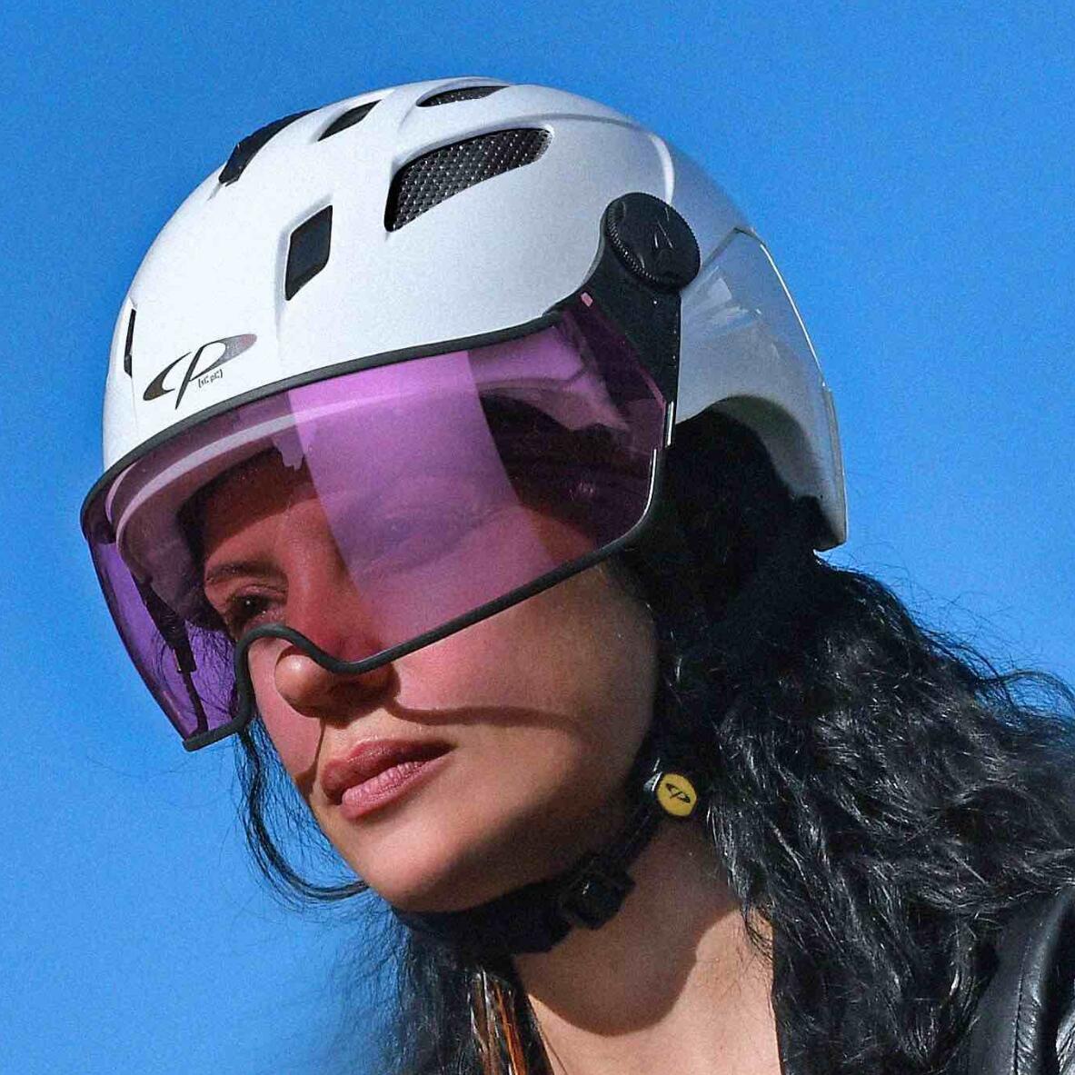 CP CHIMAYO+ URBAN Fahrradhelm mit Visier (photo) white shiny Unisex 2/3