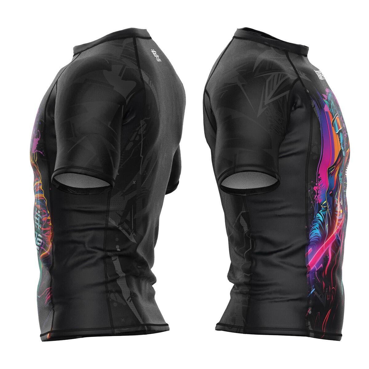 Rashguard voor heren met korte mouwen voor MMA EXTREME HOBBY CYBER ANIMALS 3/4