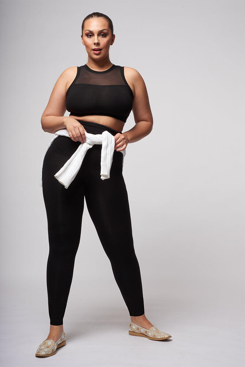 Extra Strong Compression High Waist Tummy Control Pocket Legging Short Leg Black 5/5