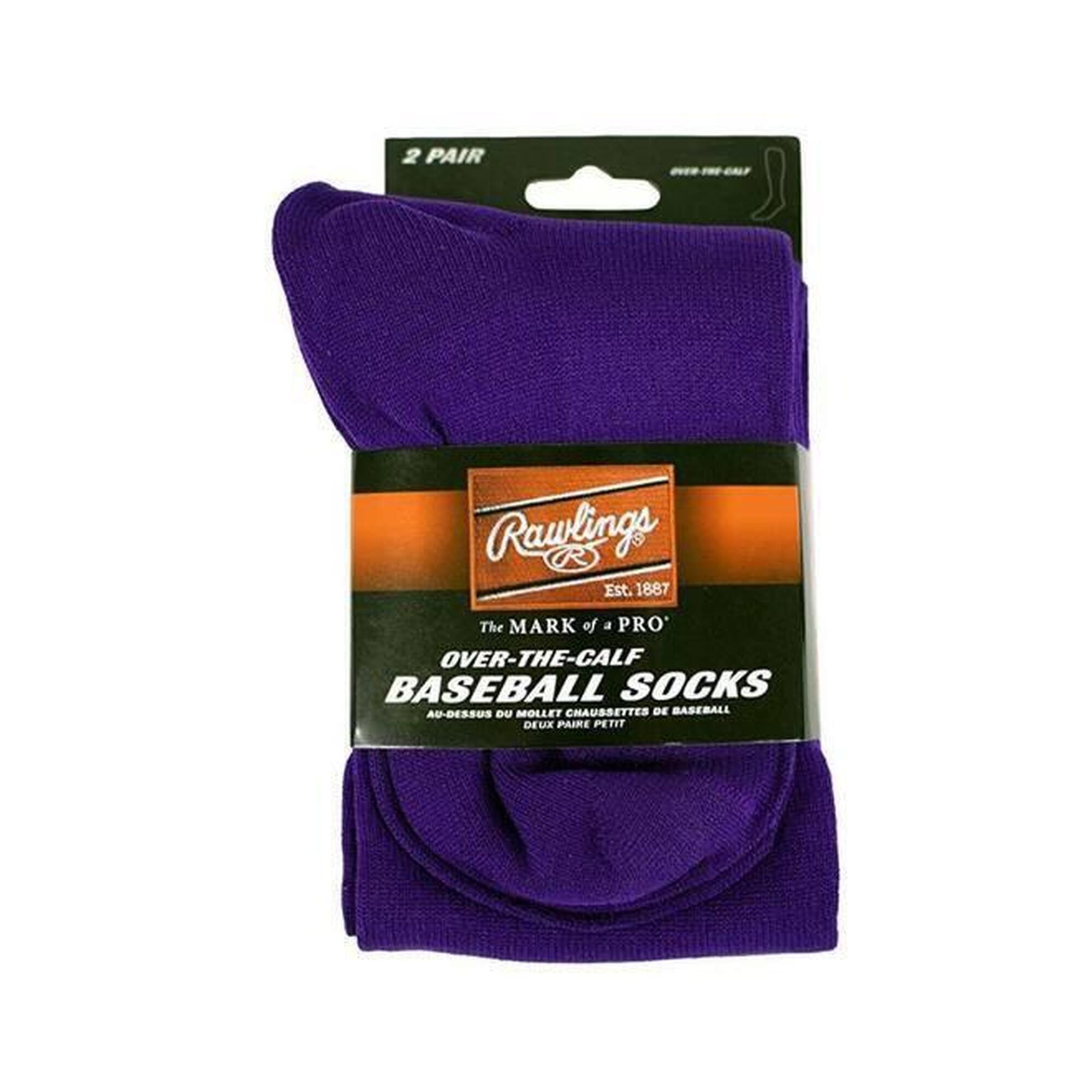 Chaussettes de baseball Rawlings (2 paires) L Purple