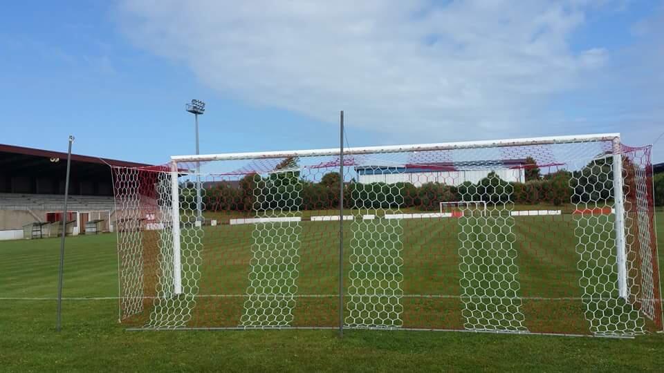 Rete da calcio da stadio esagonale rossa/bianca 5/5