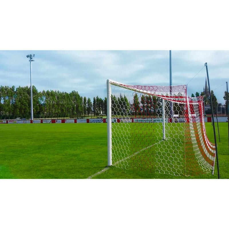 Rete da calcio da stadio esagonale rossa/bianca