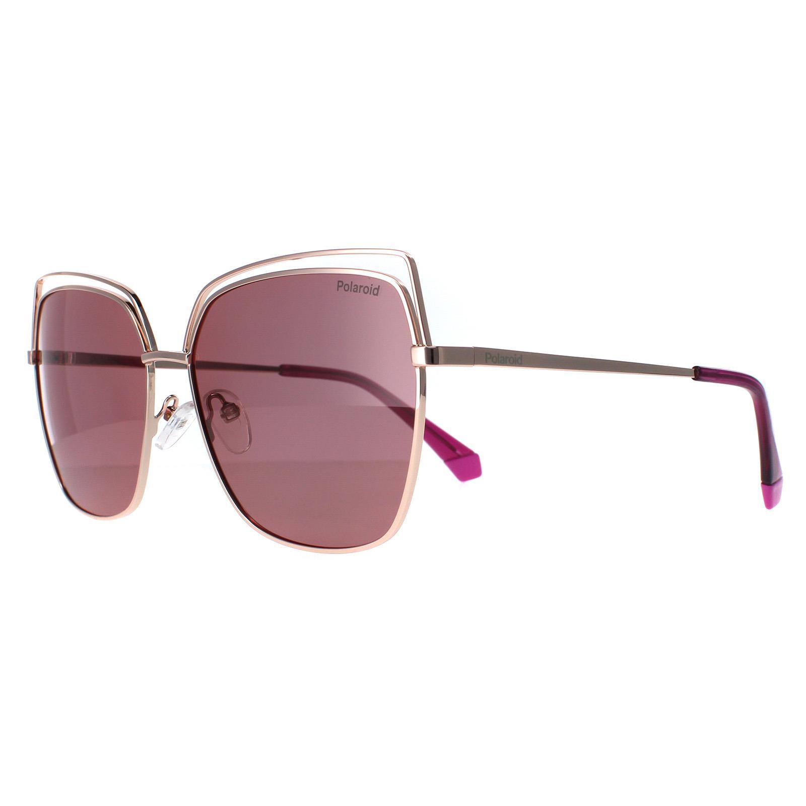 Polaroid Square Womens Gold Copper Pink Polarized Sunglasses 2/4
